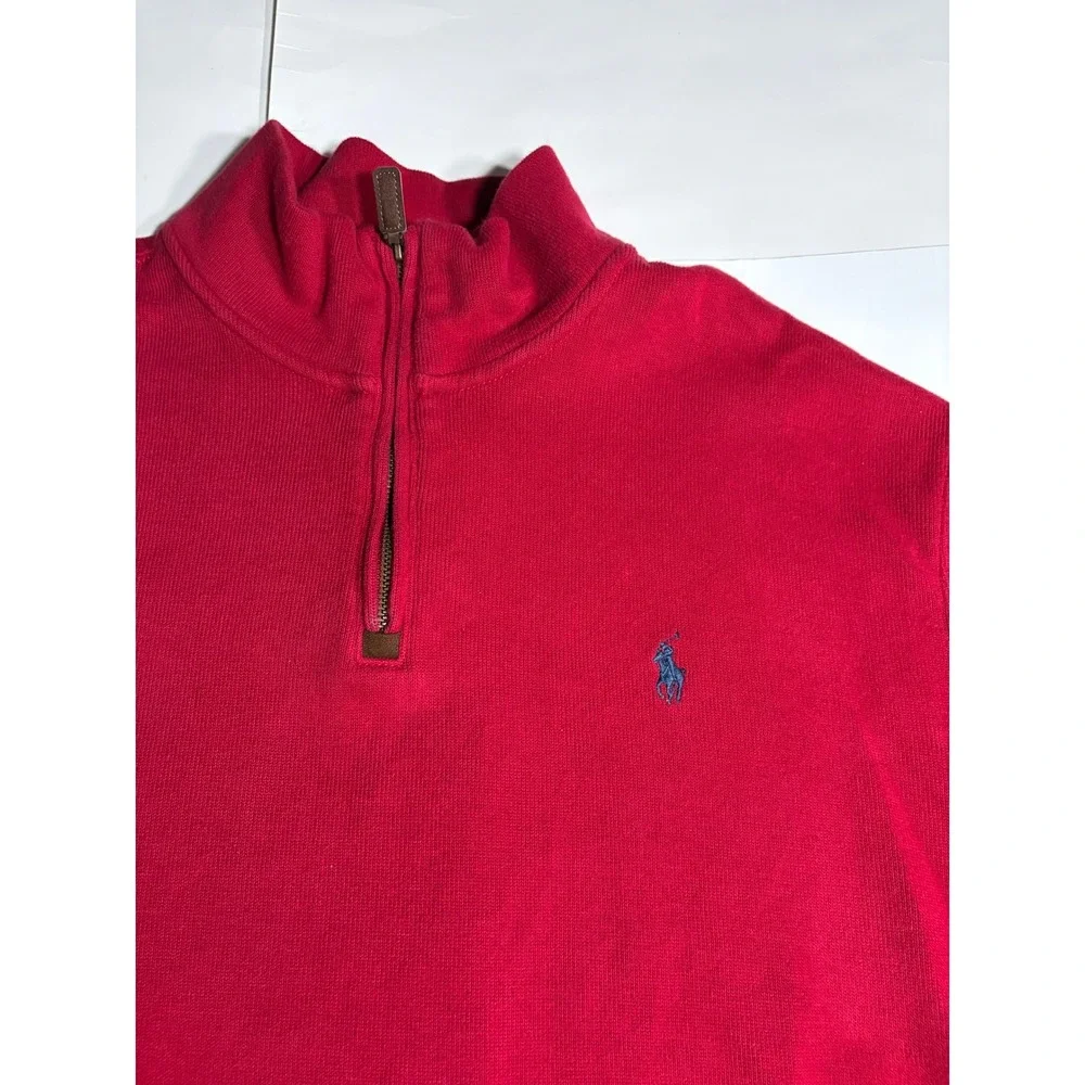 Polo Ralph Lauren Quarter Zip Sweater XXL Red Pony Logo Cotton Pullover Men
